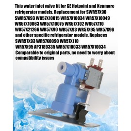 WR57X10033 WR57X10034 Refrigerator Water Inlet Valve Fit for GE Hotpoint and Kenmore Icemaker Inlet Water Valve Replaces SWR57X93 WR57X0090 WR57X110 WR57X95 AP3189335