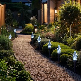 Haobos Crystal Solar Path Light,Garden Decor Outdoor Solar Lights for Yard, Outdoor Waterproof,Solar Lights Outdoor Pathway,Gift for Mom/Women RJ-23135