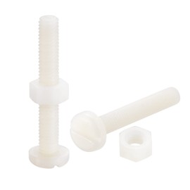 sourcing map 20 Pairs Nylon Screw Nut Assortment, M6x40mm Slotted Pan Head Screws & M6 Hex Nuts for Machinery, Electronics, White