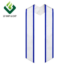 Wholesale Graduation Stole With Trim in Various ColorsSize: 72", Color: White & royal blue