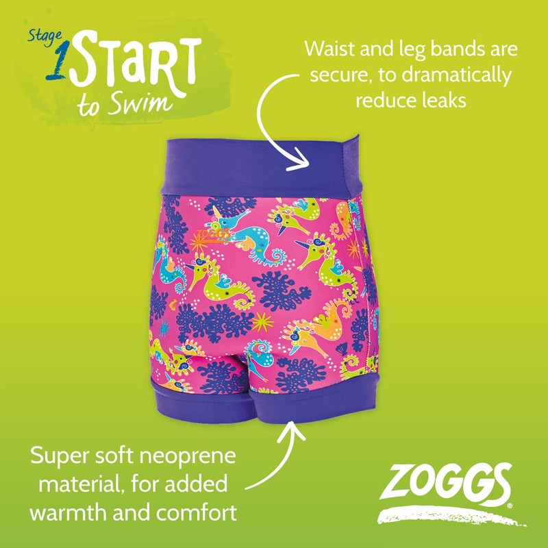 Zoggs Reusable Neoprene Baby Swim Nappy (Pink/Purple) 3-6 Months 4-7kg