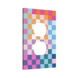 wyehjut Colorful Retro Checkered Wall Plate Decorative Duplex Outlet Covers Pretty Rainbow Geometric Light Switch Cover Electrical Receptacle Faceplate for Girls Bedroom Home Bathroom