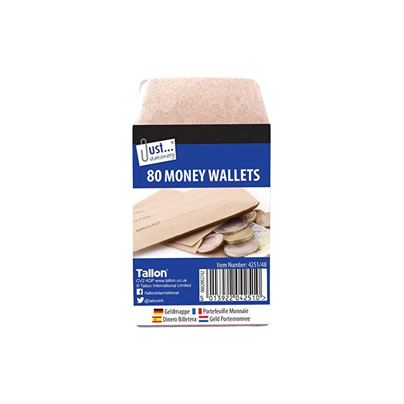 Just stationery 3 X Money Envelope 70x105mm (80 Wallets)