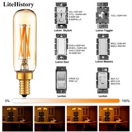 LiteHistory Dimmable T6 led Bulb 40W Candelabra led 2200K Amber 250lm 4W e12 T25 led Bulb 6Pack