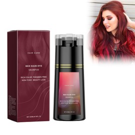 Hair Dye Shampoo, Natural Plant Hair Colour Shampoo, Dyes Hair in Minutes, 3-in-1 Colour Wash for Grey Hair Coverage, Safe Long Lasting and Easy to Use (Red, 200 ml)
