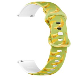 Compatible with Garmin Forerunner 255/255 Music, 265, 745, Venu 2, Venu 3, Vivoactive 4, 22mm Replacement Sport Watch Band (Bananas On Green Backdrop) Silicone Soft Strap Bracelet