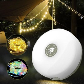 Upgraded 4-in-1 RGB Camping String Lights - 32.8ft Portable Outdoor Lights with 8 Lighting Modes, USB Charging & 30s Recovery, Perfect for Camping, Hiking & Outdoor Adventures (RGB)