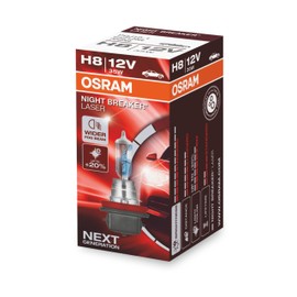 OSRAM NIGHT BREAKER LASER H8, +150% more brightness, halogen headlight lamp, 64212NL, 12V, folding box (1 lamp)
