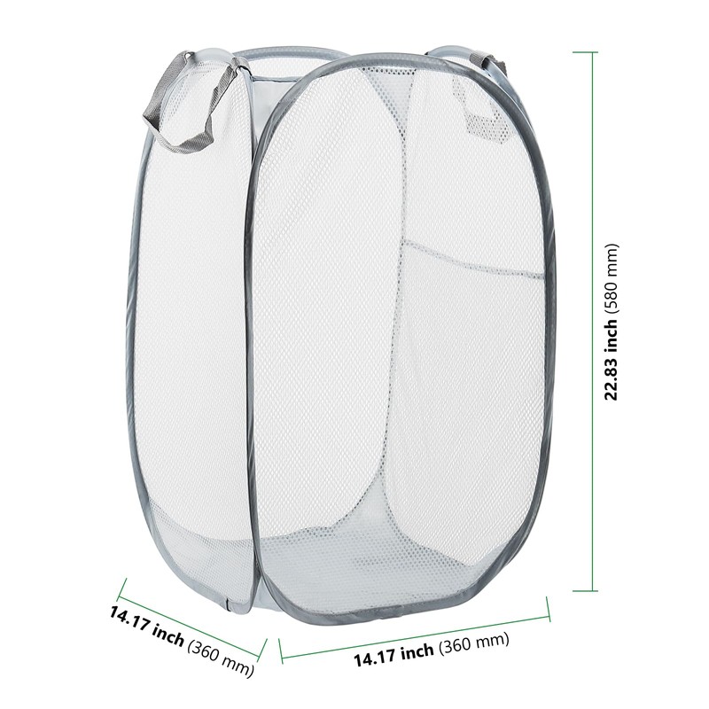HAKZEON 3 Pack Mesh Pop Up Laundry Baskets, Foldable Washing