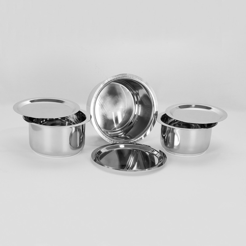 Sumeet Stainless Steel Cookware Set With Lid, 1L, 1.4L, 1.8L,