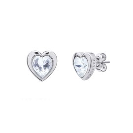 Ted Baker Han Crystal Heart Stud Earrings For Women (Silver/Crystal)