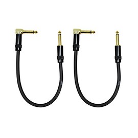 Audio 2000s E28101NP2 1 Feet Patch Cable 1/4" TS Right Angle to 1/4" TS (2 Pack)
