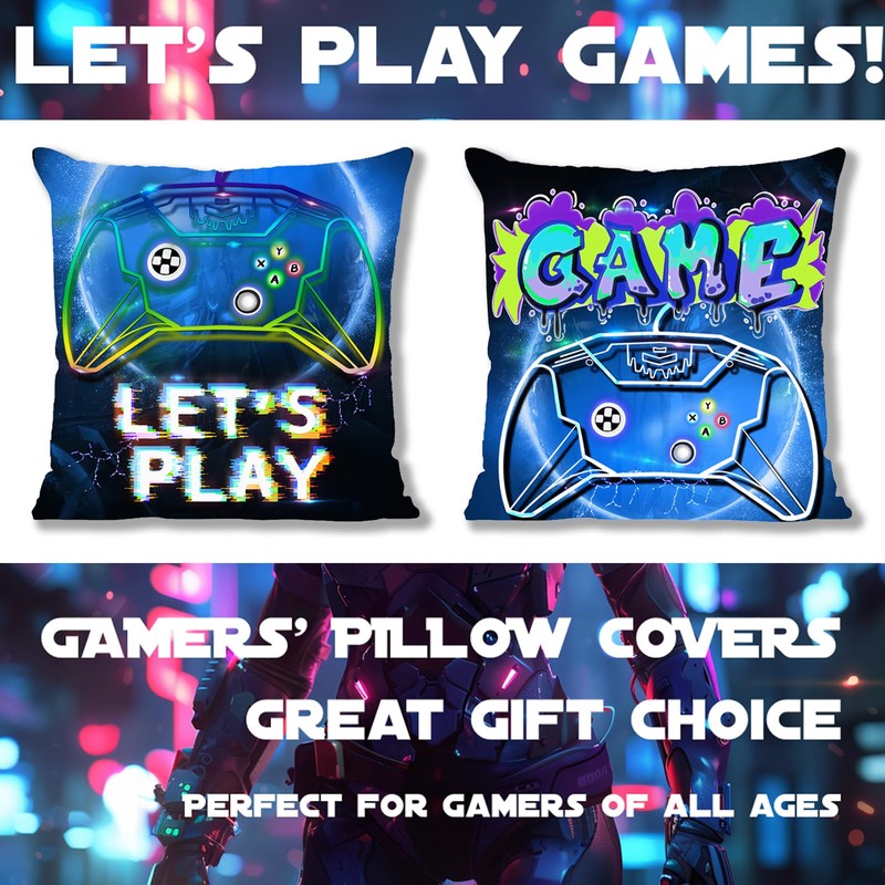 Cosymate Pack of 2 Gaming Cushion Covers Gamer Pillow Covers
