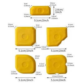 5pcs Profiling Finish Tool, Scraper Kit Joint Smoother Yellow Joint Device with 14 Different Shapes Caulking Tool Kit Sealing Instrument for Renovating Floor Glass(COLOR:Yellow)
