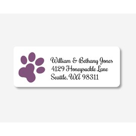 60ct - Dog Return Address Labels, Doggie Paw Print Return Address Stickers (#351-WH)