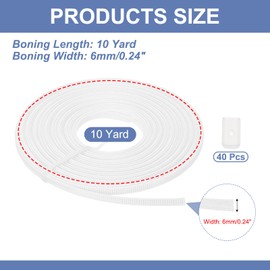 PATIKIL Sewing Bones, 10 Yard 6 mm Wide Polyester Sewing Through Low Density Corset Bones with 40 Pieces End Caps for Corset Wedding Dress Hat Cap DIY, Beige