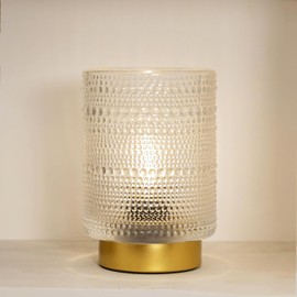 ULAROOM Battery Operated Lamp with Timer, Cordless Battery Powered Table Lamps Portable LED Small Lamp for Bedside Living Room Bedroom Decor(Transparent)