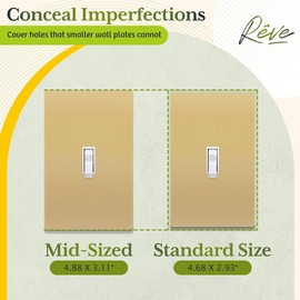 TG Mid-Size Screwless Toggle Light Switch Cover, Child Safe Switch Wall Plate, Medium Size 1-Gang 4.88" H x 3.11" L, Polycarbonate Thermoplastic, UL Listed, SP-MT1-GD, Gold (1 Pack)