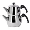 Serenk Traditional Turkish Tea Pot, Stainless Steel Double Tea Pots,
