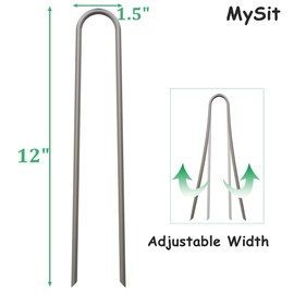 MySit 25 Pack 12 Inch Garden Stakes Heavy Duty 11 Gauge Galvanized Yard Staples U Pegs Fences Drip Irrigation Securing Stakes for Anchoring Lawn Drippers Soaker Hose,Wire, Landscape Fabric