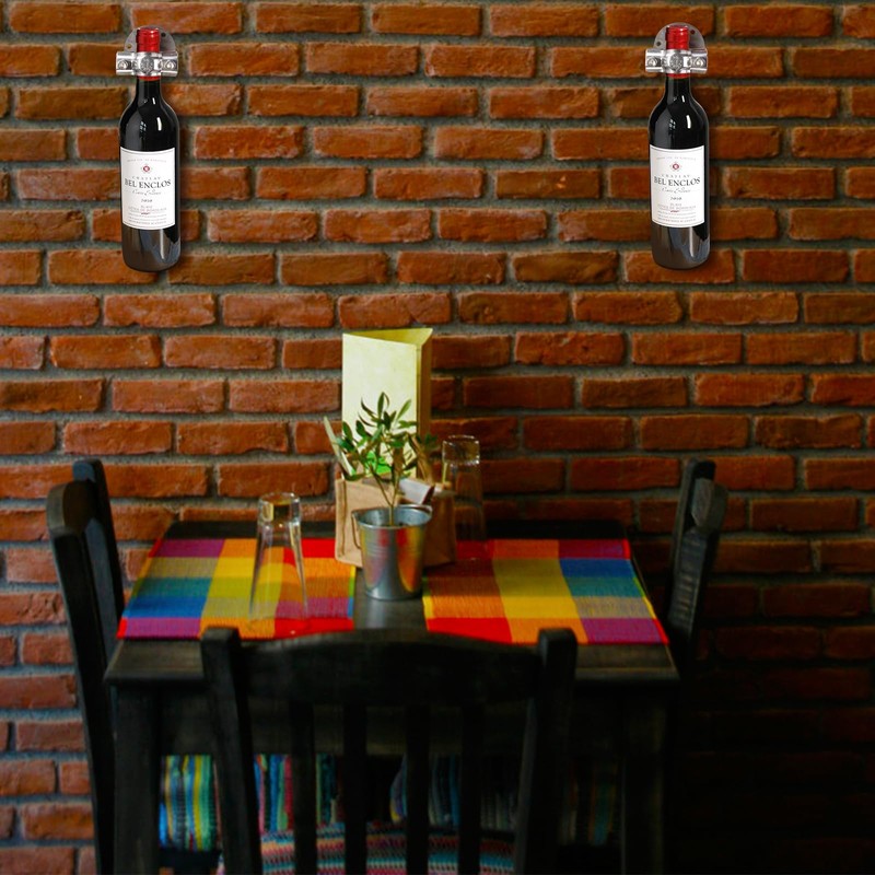 BesFatcn Wall Mounted Single Wine Rack, 2 pcs Metal Wine