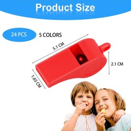 FANNITE Pack of 24 Plastic Whistles Children, Whistles with Lanyard, Sports Whistle Training with Lanyard for Referees, Teachers, Emergencies, Students, Children