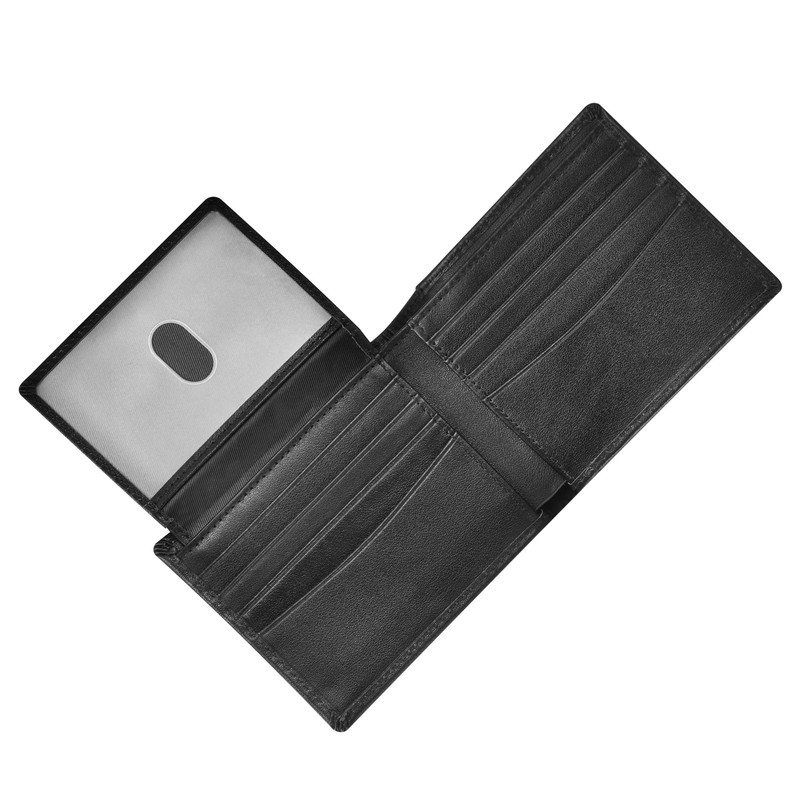 GIPUSSON Slim Leather Wallet for Men Airtag Hidden (D-Jet Black)