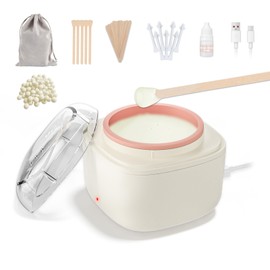 EYUYTU Eyebrow Wax Kit, Mini Wax Pot for Eye-brow, Lip, Nose Hair Removal, 26 Eye Brow Waxing Sticks, 100g Beads, USB Fast Heat, Smart Constant Temp, Travel or Home Use Eyebrow Nose Wax Kit