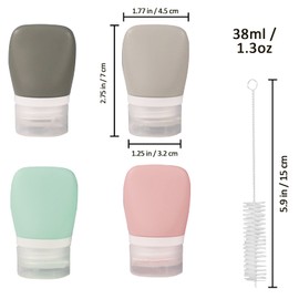 TACYKIBD 4Pcs Squeeze Salad Dressing Bottles, Leakproof Mini Sauce Condiment Bottles and Dressing to Go for Lunch, Portable Salad Dressing Container with 2Pcs Cleaning Brush (1.3OZ, 38ML)