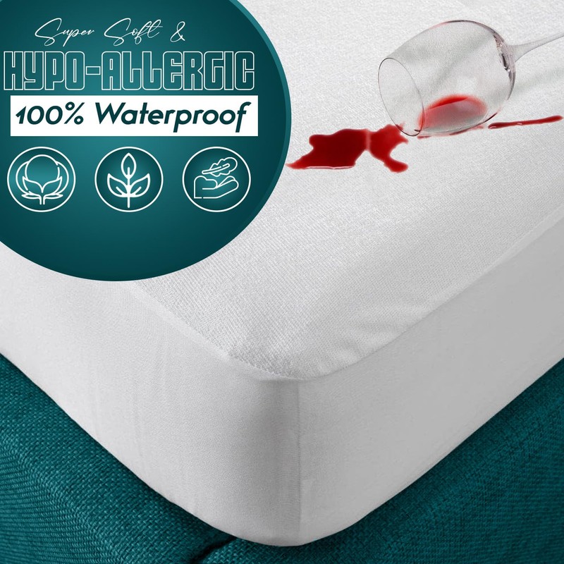 Sunshine Comforts Terry Cotton Kingsize Mattress Protectors King Size-Non-Allergenic &