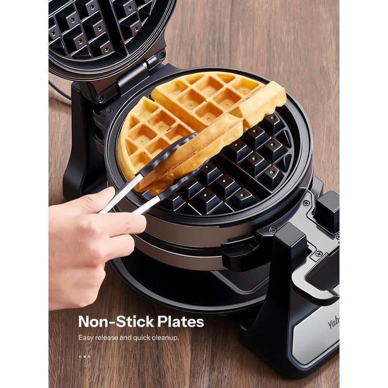 Belgian Waffle Maker, Classic Rotating Waffle Iron with Nonstick Plates,
