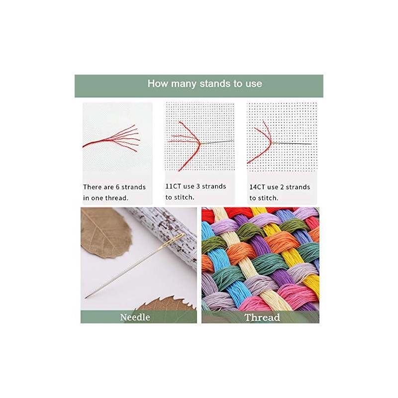 Stitchmelody Stamped Cross Stitch Kits,11CT Printed Pattern Embroidery Kit DIY