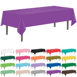 YSYJ 12 Pack Purple 54 x 108 Inch Disposable Plastic Tablecloths Rectangular Table Cloth Plastic Table Cover for Parties