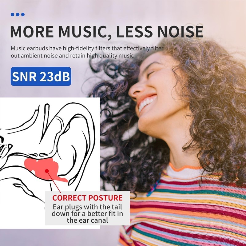 LYSIAN High-Fidelity Concert Ear Plugs -23dB Noise Reduction, Ergonomic Snug