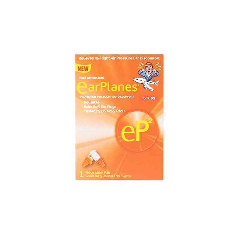 EarPlanes EP2 Ultra-Reusable Earplugs, Airplane Pressure Prevention Earplugs for Children/Smaller
