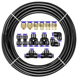 ANOMM 10M PU Pneumatic Hose, Air Hose Pipe Set, Pneumatic Polyurethane Pneumatic Hose, with 8 Pieces Pneumatic Connectors, Air Push Quick Couplings (Y/T/L/I Shaped), Outer 8 mm x Inner 5 mm