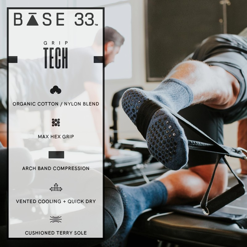 Base 33 - Calcetines de agarre para pilates, yoga, artes