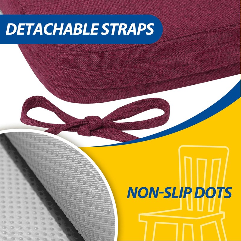 AAAAAcessories D-Shaped Chair Cushions, 2" Thick Dining Chair Pads with