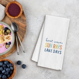 WFSM Lake Days Kitchen Towels, Lake House Decor, Lake Dish Towels for Kitchen, Lake Decor for The Home, Lake House Gifts, Lake House Essentials, Decorative Hand Towels for Bathroom, 16x24 Inch