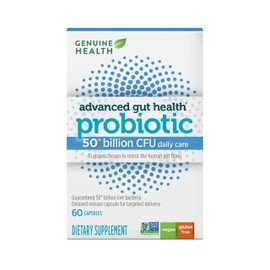 Genuine Health Probiotics, 50 Billion CFU, Daily Care, 15 Diverse Strains, Soy Free, Gluten Free, Vegan Delayed-Release Capsules for Advanced Gut Health (60 Count)