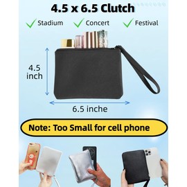 4.5 x 6.5 Clutch Stadium Approved, Leather Coin Purse for Women Wristlet Money Pouches for Cash Car Change with Zipper Lipstick Holder, Extra Small Makeup Bag for Purse Organizer Insert, Black