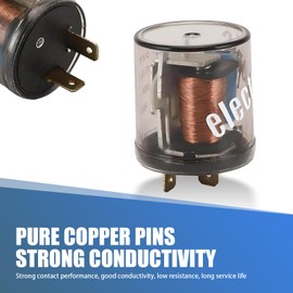 lekudo Pack-1 Car 12V Flasher Relay, Waterproof Insulated Round Shell Transparent Flasher Modification Accessories, Plug and Play Turn Signal Light Flashing Repair Relay, Universal for Cars (Black)