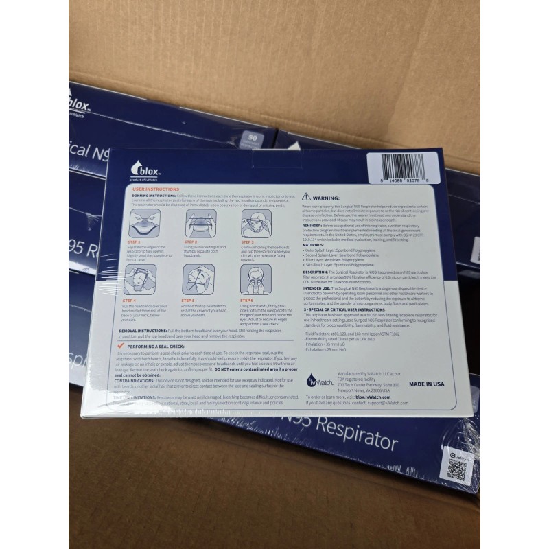 ivWatch 300 Blox Surgical N95 Respirator Disposable Facemask Made In