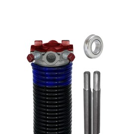 Alcan Garage Door Torsion Spring (262 x 2 x 35) | 1'' Steel Bearing + Pair of Winding Bars | Right Hand Wound Replacement (Left Side) (Cone Color: Red)