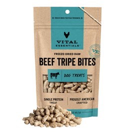Vital Essentials Beef Tripe Bites Dog Treats, 2.3 oz | Freeze-Dried Raw | Single Protein | Premium Quality High Protein Training Treats | Grain Free, Gluten Free, Filler Free