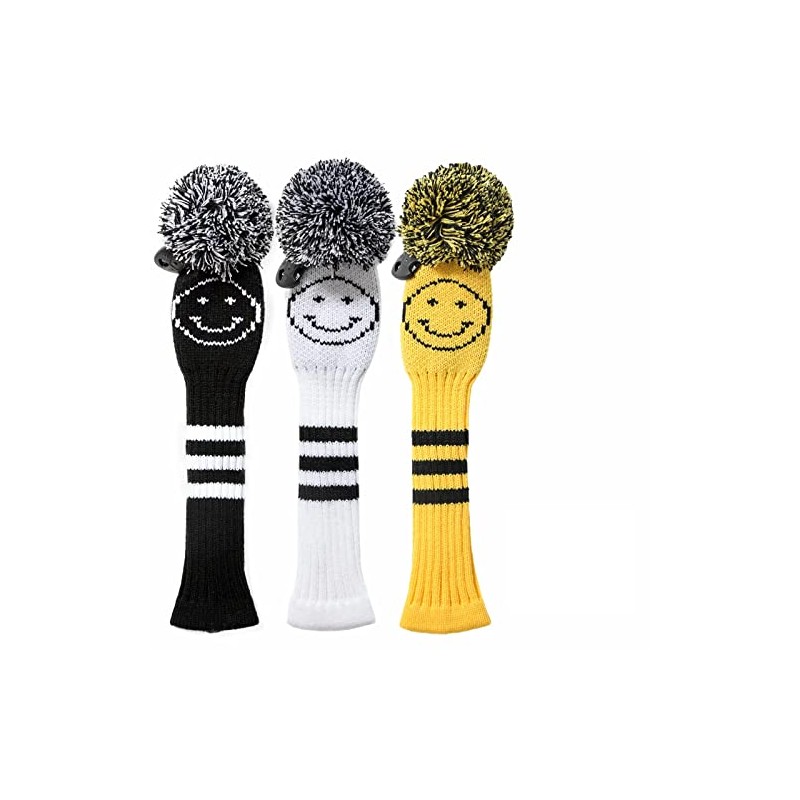 Golf Headcover Utility Knit Smile Cover Golf (UT, Black)