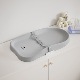 Giggleglow Baby Diaper Changing Pad with Adjustable Belt – Portable, Waterproof, Peanut-Shaped Design, Non-Slip Base for Table and Dresser, Grey