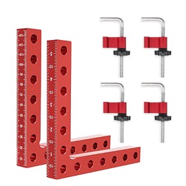 Juego de 6 Escuadras de Posicionamiento 90 Grados, Abrazadera de Esquina Aleación de Aluminio, 140 X 140mm, Abrazadera Fijación Panel Regla Posicionamie (6)