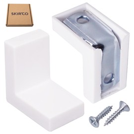 SKIR'CO (Pack of 20) Shelf Brackets 20x20mm Metal Right Angle Joint with White Plastic Covers, 90 Degree Corner Braces, Screws Included
