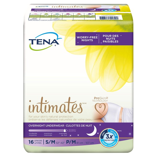 TENA Incontinence Underwear for Women, Overnight Absorbency, Intimates - Small/Medium - 64 Count